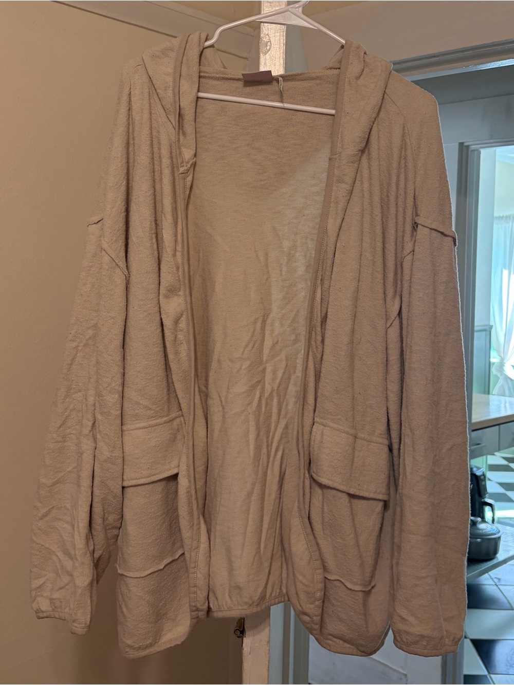 Urban Outfitters Beige Hooded Utility Cardigan Jacket